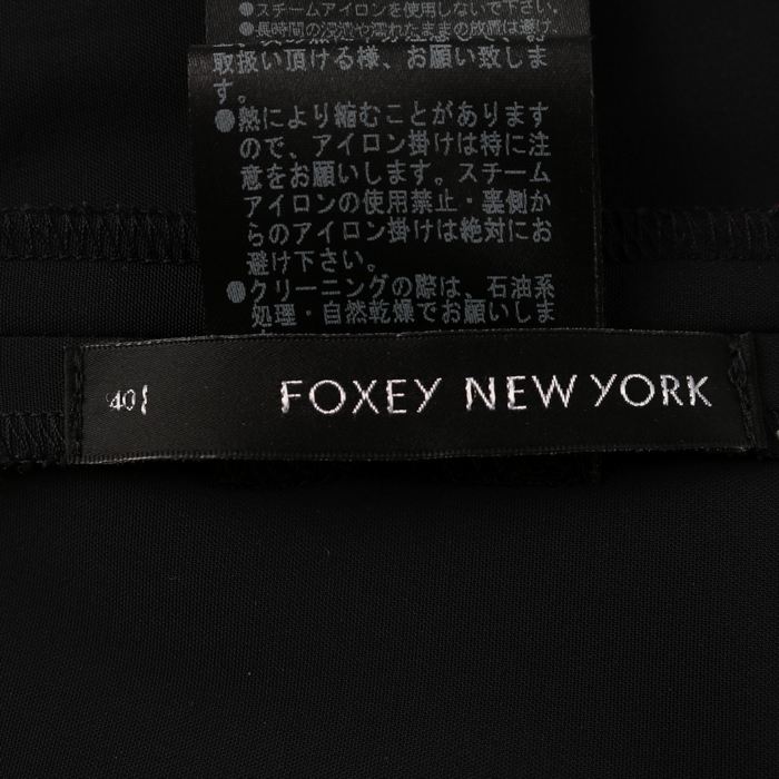 フォクシー ニューヨーク ワンピース ノースリーブ 膝丈 ストレッチ 無地 黒 レディース 40サイズ ブラック FOXEY NEW YORK 【中古】