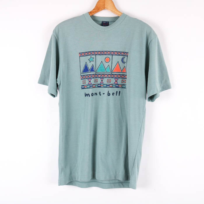 00s Mont-bell ボーダー　ロゴ　刺繍　ハーフジップ　tシャツ シャツ