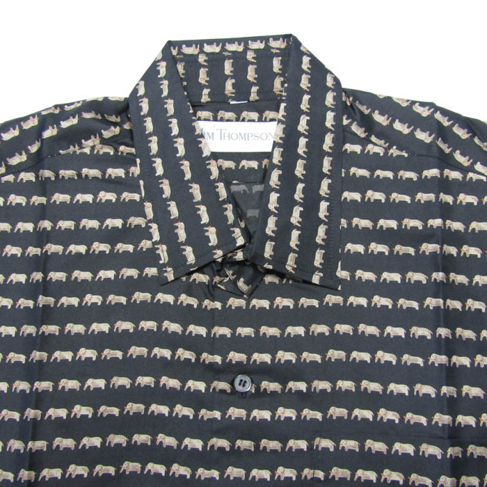 【新品】JIM THOMPSON ジムトンプソン　パジャマ　シルク100% 象 ジムトンプソン 半袖シャツ トップス アニマル柄 ぞう シルク100