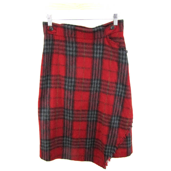 マックスマーラ ラップスカート チェック柄 ウール混 ボトムス