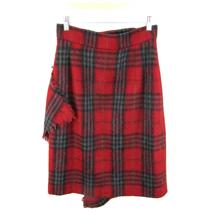 マックスマーラ ラップスカート チェック柄 ウール混 ボトムス