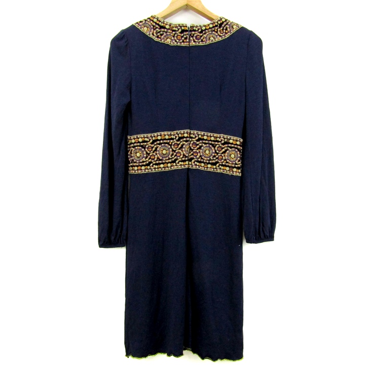 グレースコンチネンタル ワンピース トップス 長袖 刺繍 シルク混 日本