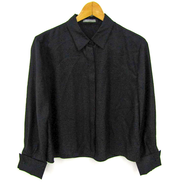 【美品】【人気】セオリーリュクス ブラウス ブラック サイズ38 セオリーリュクス 長袖シャツ トップス ブラウス シルク100