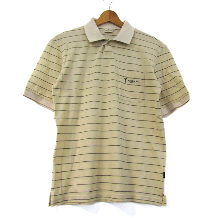 トラサルディゴルフ ポロシャツ トップス 半袖 ボーダー柄 ゴルフ