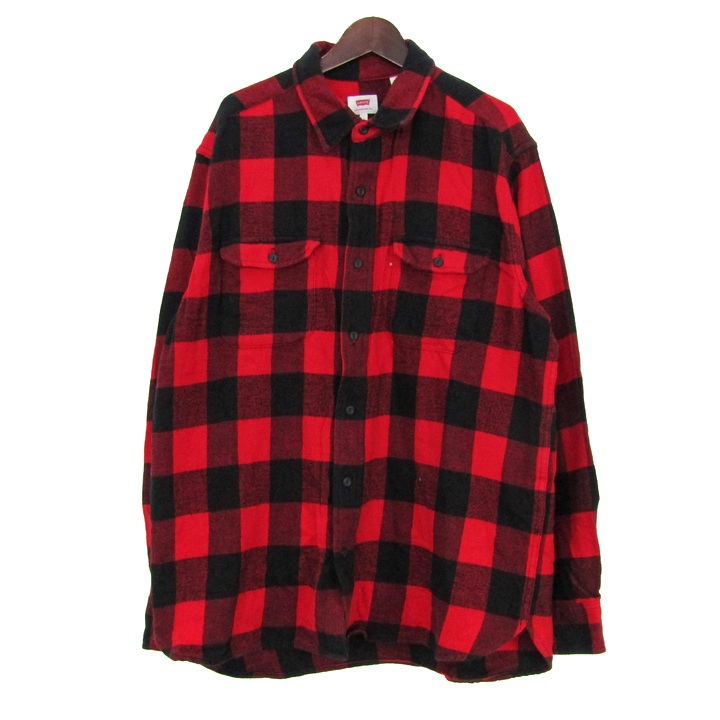 リーバイス 長袖シャツ ネルシャツ コットン100% ブランド トップス メンズ Lサイズ ベージュ系×レッド系×紫系 Levi's リーバイス 長袖シャツ ネルシャツ コットン100% チェック ブランド