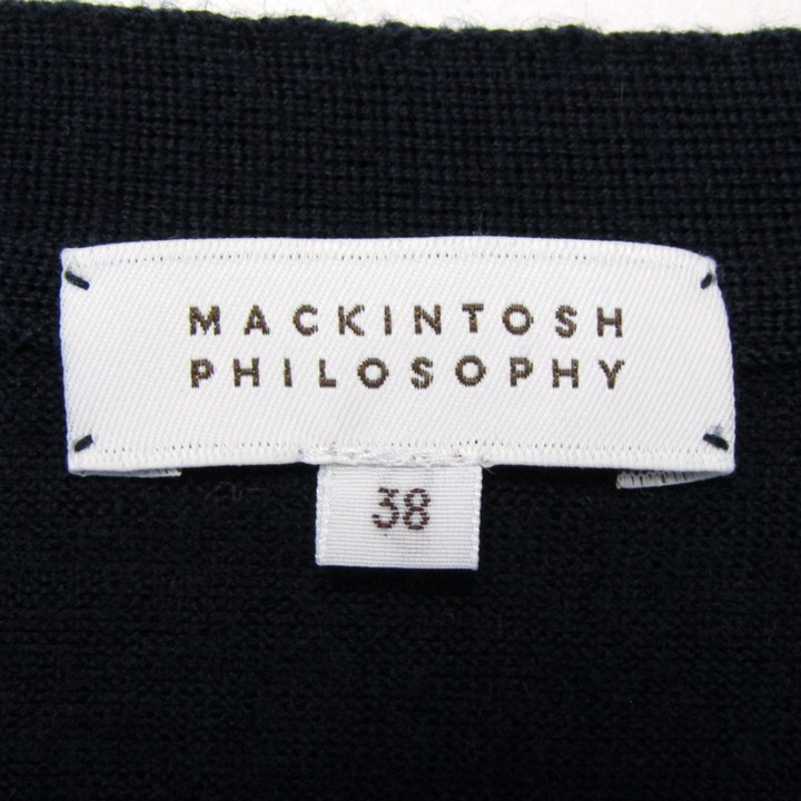 マッキントッシュフィロソフィー カーディガン トップス 長袖 Vネック ウール レディース 38サイズ 紺 MACKINTOSH PHILOSOPHY マッキントッシュフィロソフィー カーディガン トップス 長袖 Vネック