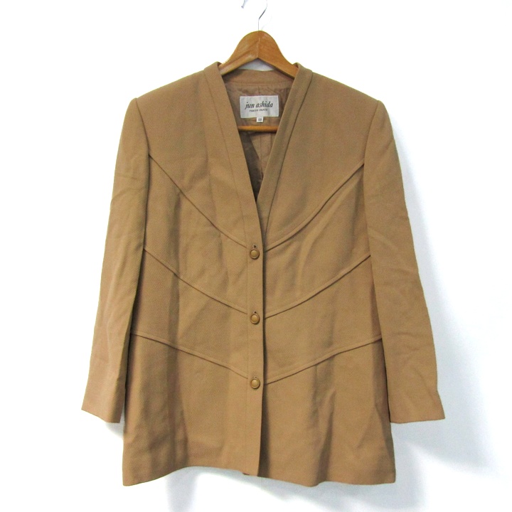 ジュンアシダ テーラードジャケット アウター ショート丈 ストライプ柄