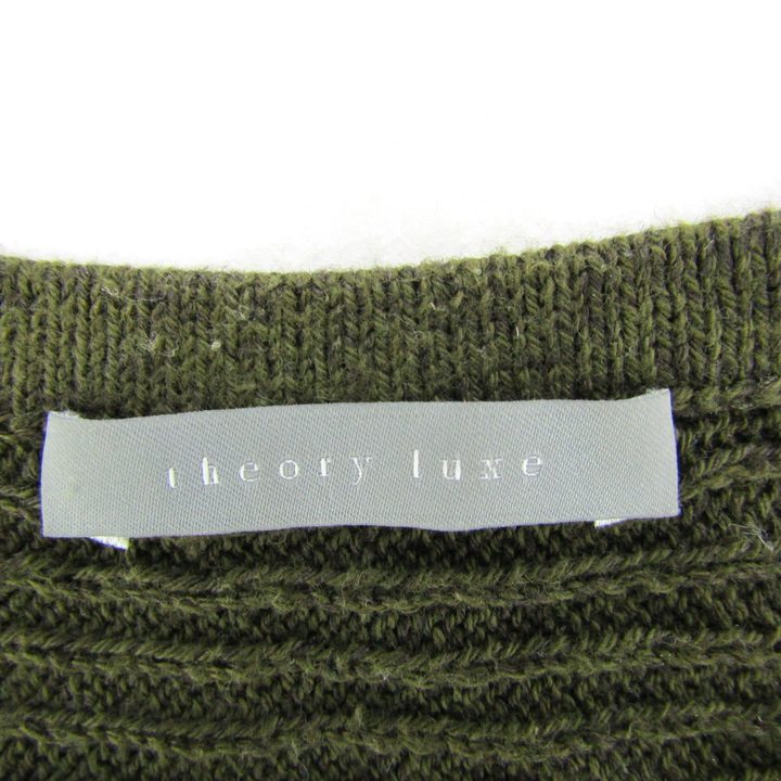 セオリーリュクス ニット トップス 半袖 かぎ針編み コットン リネン レディース 38サイズ カーキ theory luxe セオリーリュクス ニット トップス 半袖 かぎ針編み コットン リネン