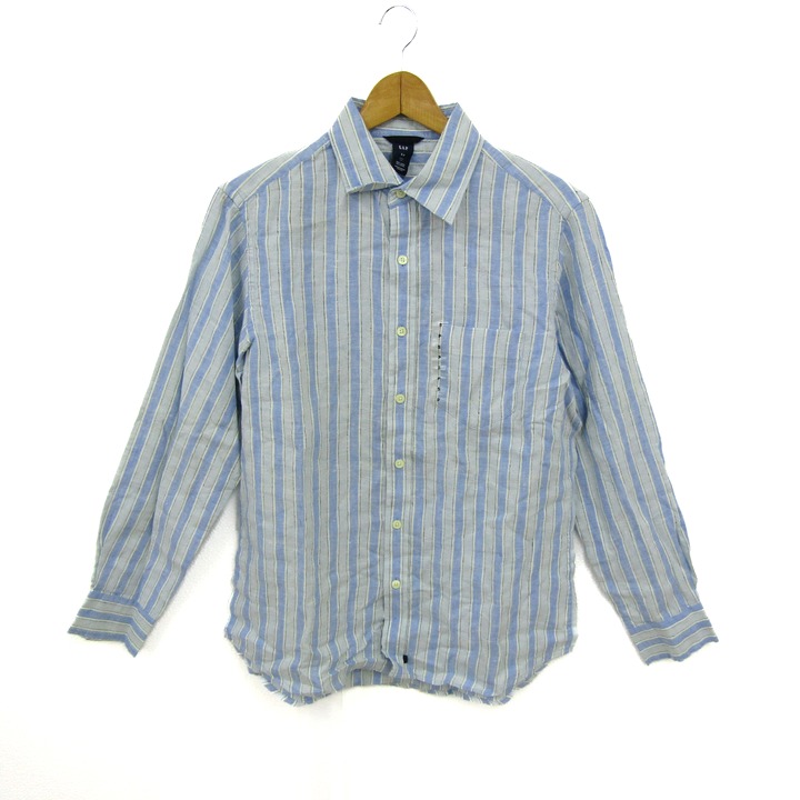 ギャップ GAP リネン コットン シャツ 長袖 XS カーキ ギャップ 長袖 