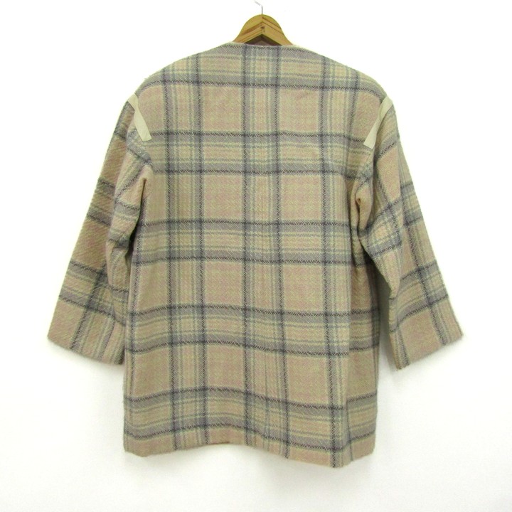 クレージュ ノーカラージャケット チェック柄 ウール アウター 