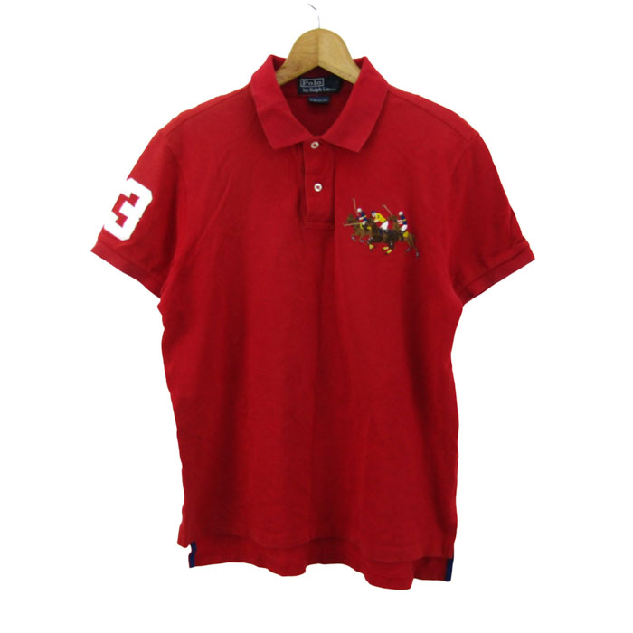 Polo Ralph Lauren 赤 ポロシャツ ナンバリング3 ポロバイラルフローレン №3 ポロシャツ エースナンバー 半袖 ゴルフ