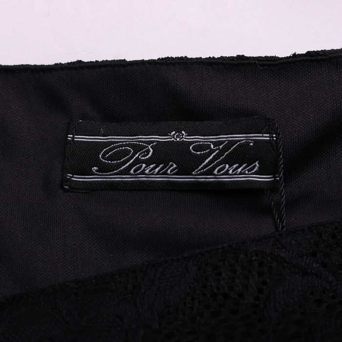 約24cm着丈プールヴー ロングドレス 未使用 半袖 結婚式 セレモニー レディース Sサイズ ブラック PourVous