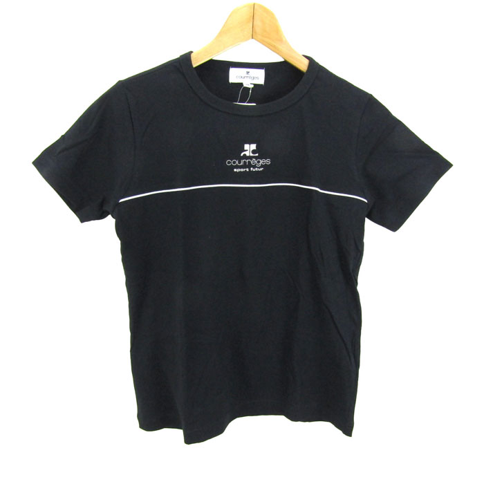 新品タグつき Courreges クレージュ ロゴ半袖トップス Tシャツ クレージュ 半袖Tシャツ トップス ストレッチ ロゴ レディース 38