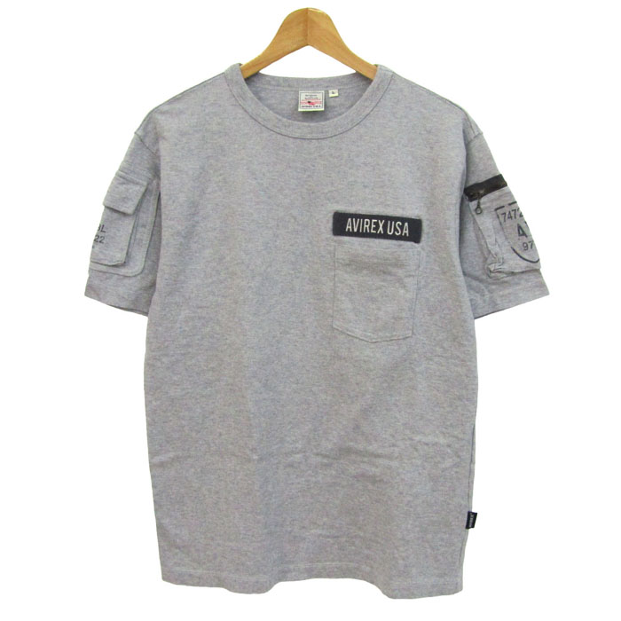 アヴィレックス 半袖Tシャツ トップス 胸ポケット コットンT メンズ L 