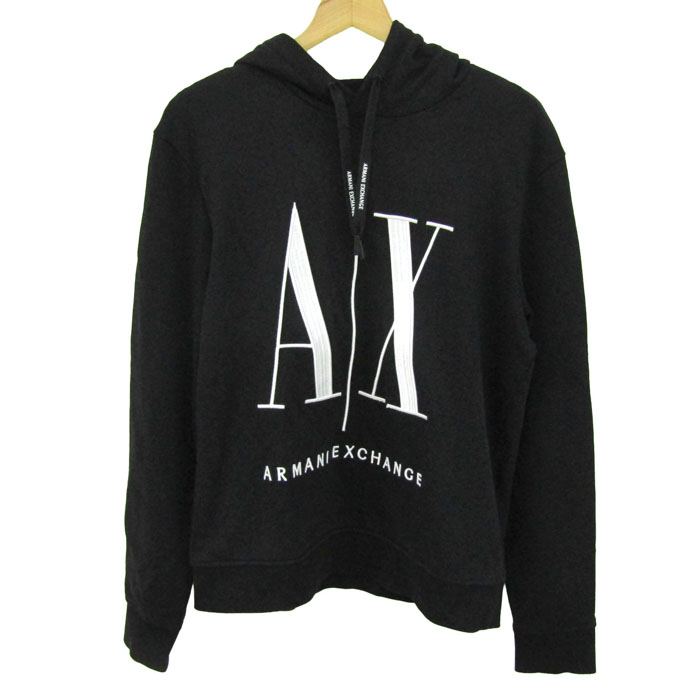 アルマーニエクスチェンジ パーカー トップス 長袖 プルオーバー スウェット メンズ Sサイズ 黒×白 ARMANI EXCHANGE アルマーニエクスチェンジ パーカー トップス 長袖 プルオーバー