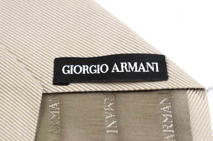 ジョルジオアルマーニ ブランド ネクタイ 未使用タグ付 黒タグ ソリッド無地 イタリア製 メンズ ベージュ GIORGIO ARMANI 【中古】