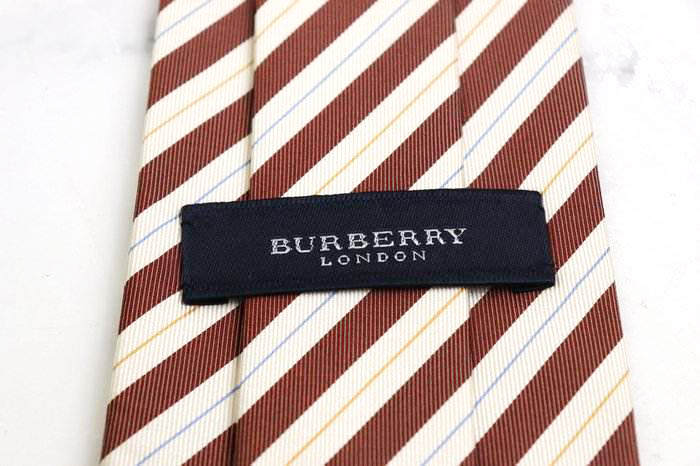 バーバリー ブランド ネクタイ ストライプ柄 レジメンタル シルク 日本製 メンズ ブラウン BURBERRY 【中古】