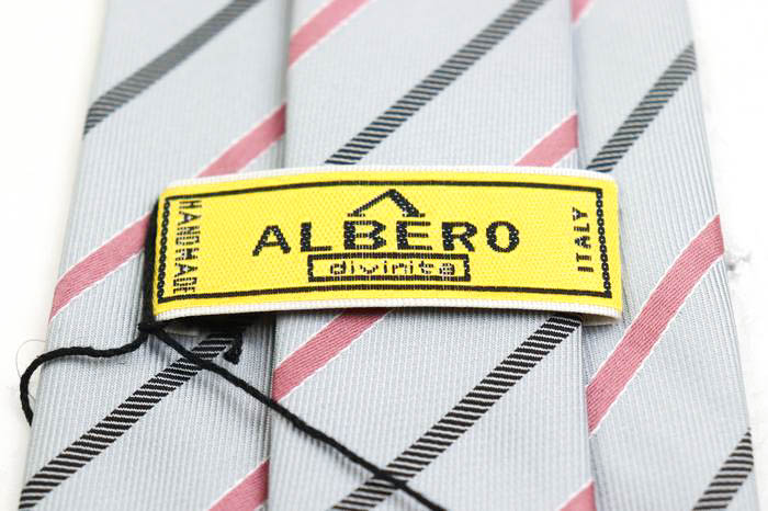 アルベロ ブランド ネクタイ ストライプ柄 ハンドメイド 未使用タグ付 メンズ グレー ALBERO 【中古】｜ALBERO ｜店舗買取｜フォーマルスーツ/小物＞ネクタイ｜USEDのアパレル通販サイト - SMASELL（スマセル）