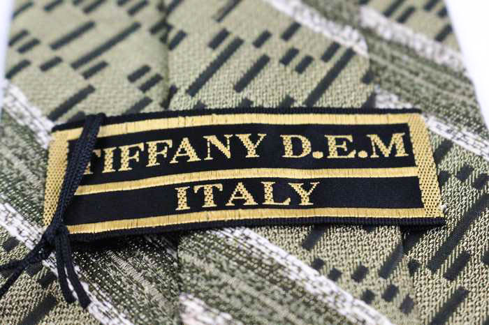 【美品】TIFFANY D.E.M ネクタイ イエロー シルバー ストライプ 美品】TIFFANY D.E.M ネクタイ シルバー イエロー ストライプ