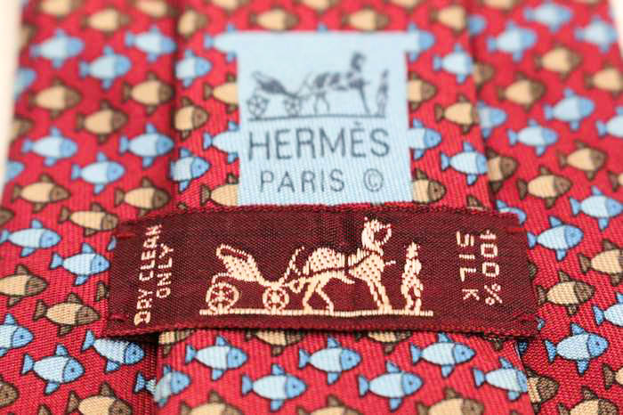 HERMES エルメス　ネクタイ　刺繍　ワイン HERMES エルメス ネクタイ 刺繍 ワイン