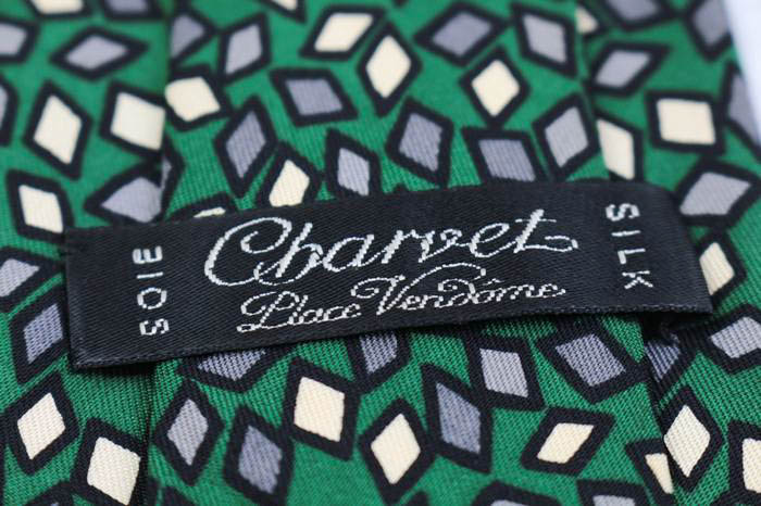 美品　charvet シルク ネクタイ グリーン & シャンパン ゴールド 241224tuzin_127.jpg