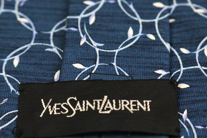 イヴ・サンローラン ブランド ネクタイ YSL ドット リーフ柄