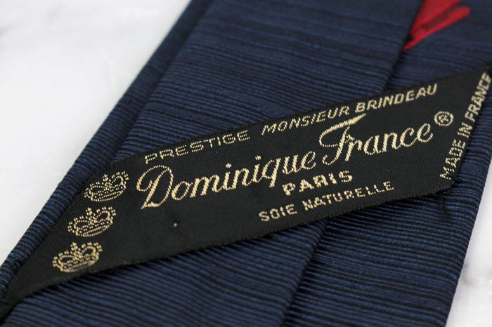 ドミニクフランス クラウン ブランド ネクタイ ボーダー柄 刺繍 シルク  