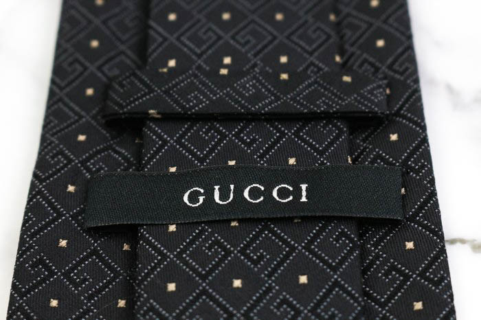 GUCCI ネクタイ 紋章柄 ブラック GUCCI グッチ ネクタイ GG柄 ブラック タグ付