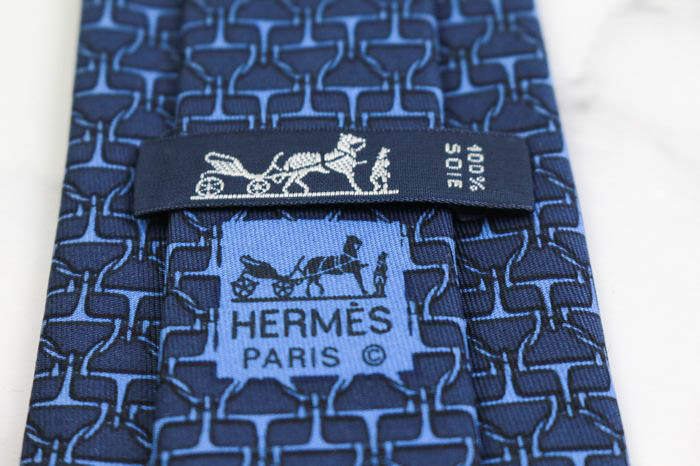 エルメス ブランド ネクタイ 馬具 格子柄 シルク フランス製 PO メンズ 