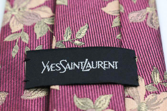 表側美品 Yves saint Laurent イヴサンローラン ネクタイ 花柄