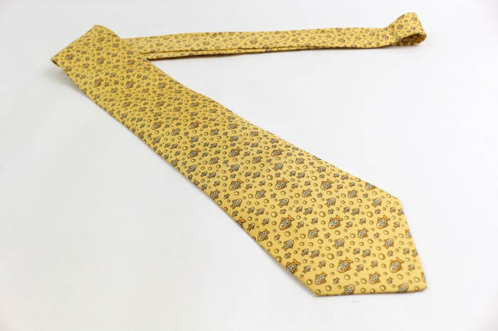 エルメス ブランド ネクタイ シルク 小紋柄 総柄 魚 高級 PO メンズ  