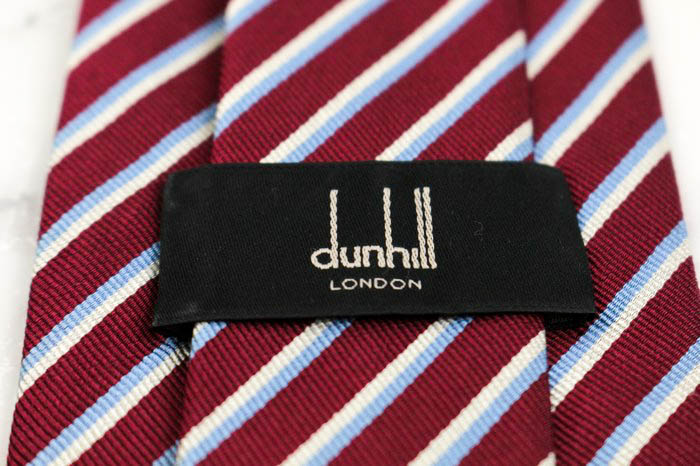 dunhill　ダンヒル　赤　ストライプ　ロゴ入り　シルク dunhill ダンヒル 赤 ストライプ ロゴ入り シルク 【公式通販】