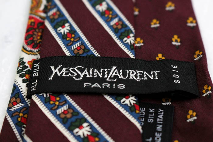 イヴ・サンローラン ブランド ネクタイ シルク ストライプ柄 YSL