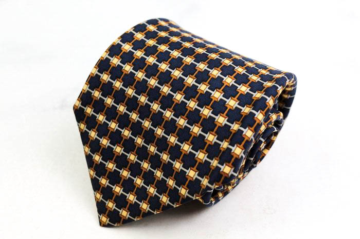 HERMES エルメス ネクタイ スクエアニットタイ オレンジ ドット