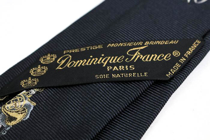 ドミニクフランス クラウン ブランド ネクタイ シルク 総柄 PO 問題 メンズ ネイビー Dominique France Crown 【中古】