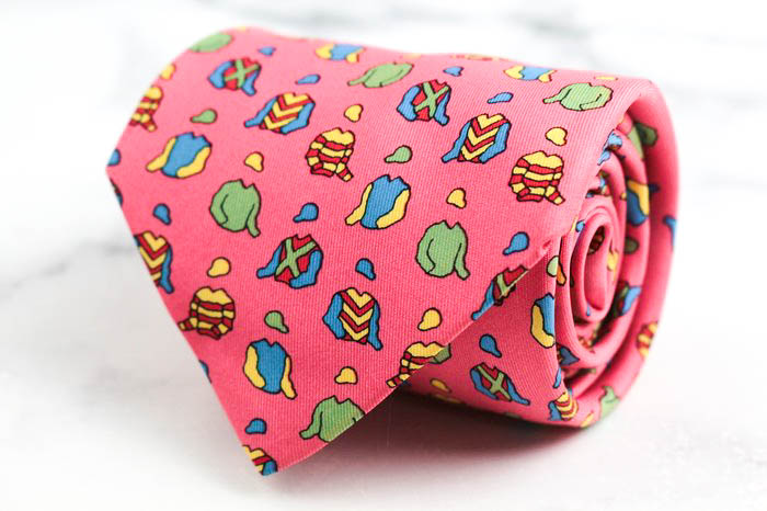 HERMES ネクタイ 紋章柄 ピンク HERMES ネクタイ 紋章柄 ピンク