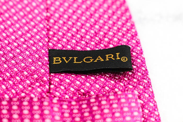 【新品未使用】BVLGARI ネクタイ セッテピエゲ ドット 総柄 シルク ブルガリ ブランド ネクタイ セッテピエゲ シルク ドット柄 PO