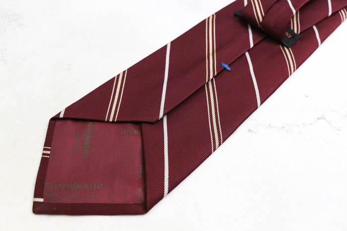 イヴ・サンローラン ブランド ネクタイ YSL ロゴ ストライプ柄