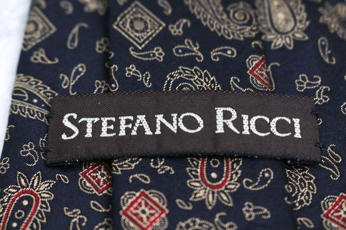 ステファノリッチ ブランドネクタイ 総柄 ペイズリー 幾何学模様 シルク PO メンズ カーキ STEFANO RICCI ステファノリッチ ブランド ネクタイ 総柄 ペイズリー 幾何学模様