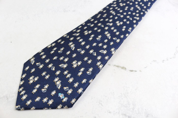 ブルガリ ブランド ネクタイ セッテピエゲ 総柄 動物柄 ペンギン