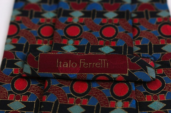 イタロフェレッティ ブランド ネクタイ 総柄 ドット パネル柄 PO メンズ ワインレッド Italo Ferretti 至高のｲﾀﾘｱﾝ高級 イタロフェレッティ ブランド ネクタイ 総柄 ドット パネル柄 PO