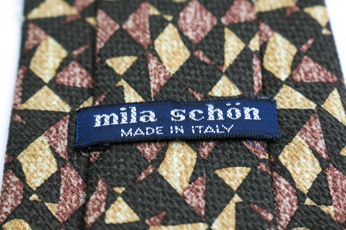 ミラショーン ブランド ネクタイ チェック柄 格子柄 パネル柄 シルク 