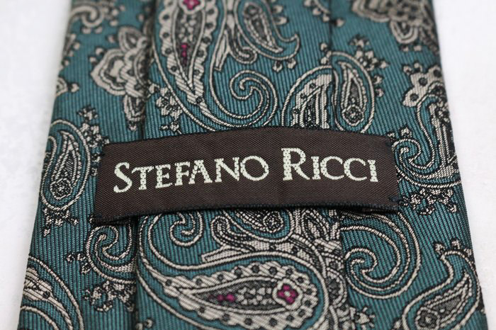 ステファノリッチ ブランドネクタイ 総柄 ペイズリー 幾何学模様 シルク PO メンズ カーキ STEFANO RICCI ステファノリッチ ブランド ネクタイ 総柄 ペイズリー 幾何学模様