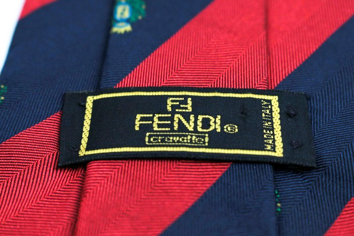 フェンディ ブランド ネクタイ シルク ストライプ柄 ズッカ柄