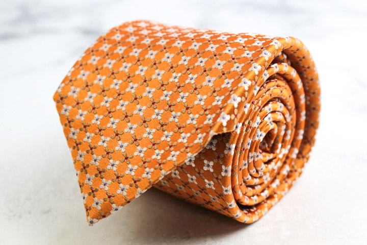 3009 エルメネジルドゼニア ネクタイ 総柄 Ermenegildo Zegna ゼニア ペイズリー柄 ネクタイ オレンジと青 3009