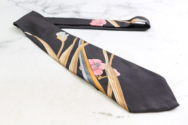 レオナール ブランド ネクタイ シルク ライン柄 花柄 PO メンズ