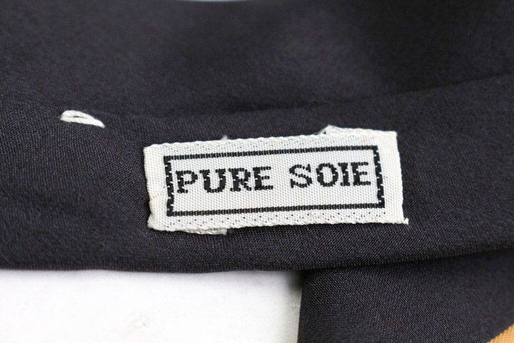 美品】LEONARD レオナール ネクタイ ブラック オレンジ フラワー柄