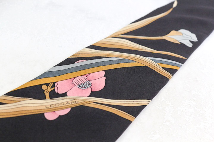 レオナール ブランド ネクタイ シルク ライン柄 花柄 PO メンズ