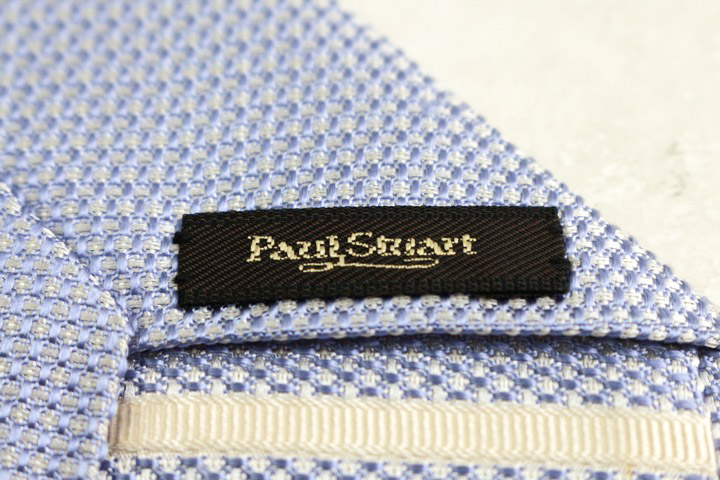 ポールスチュアート ブランド ネクタイ 格子柄 ドット柄 シルク 日本製 未使用タグ付 PO メンズ ブルー PAUL STUART Paul Stuart - ポールスチュアート ブランド ネクタイ バイク ドット