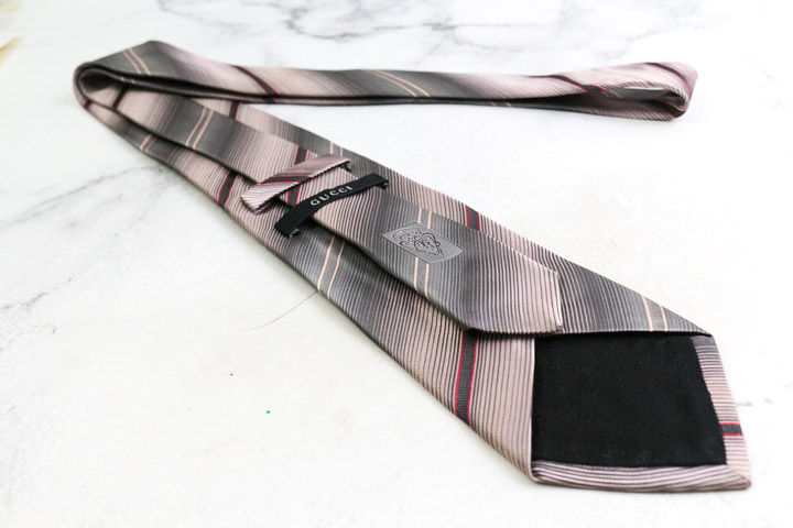 グッチ ブランド ネクタイ クレスト紋章 ストライプ柄 シルク